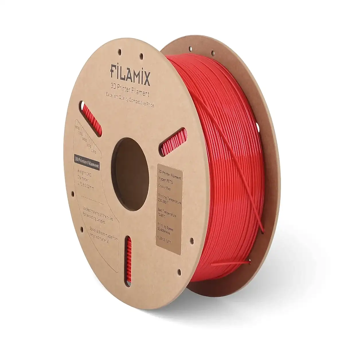 filamix hyper petg filament kırmızı 1.75 mm 1 kg