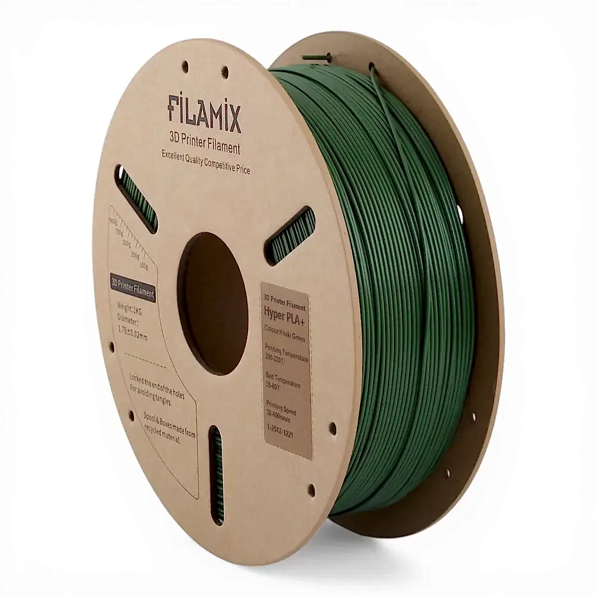 filamix hyper pla+ plus filament haki yeşili 1.75 mm 1 kg