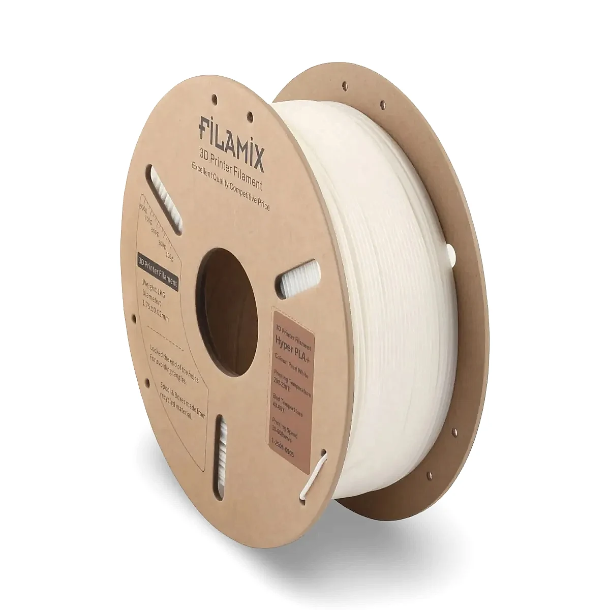 filamix hyper pla+ plus filament inci beyazı 1.75 mm 1 kg