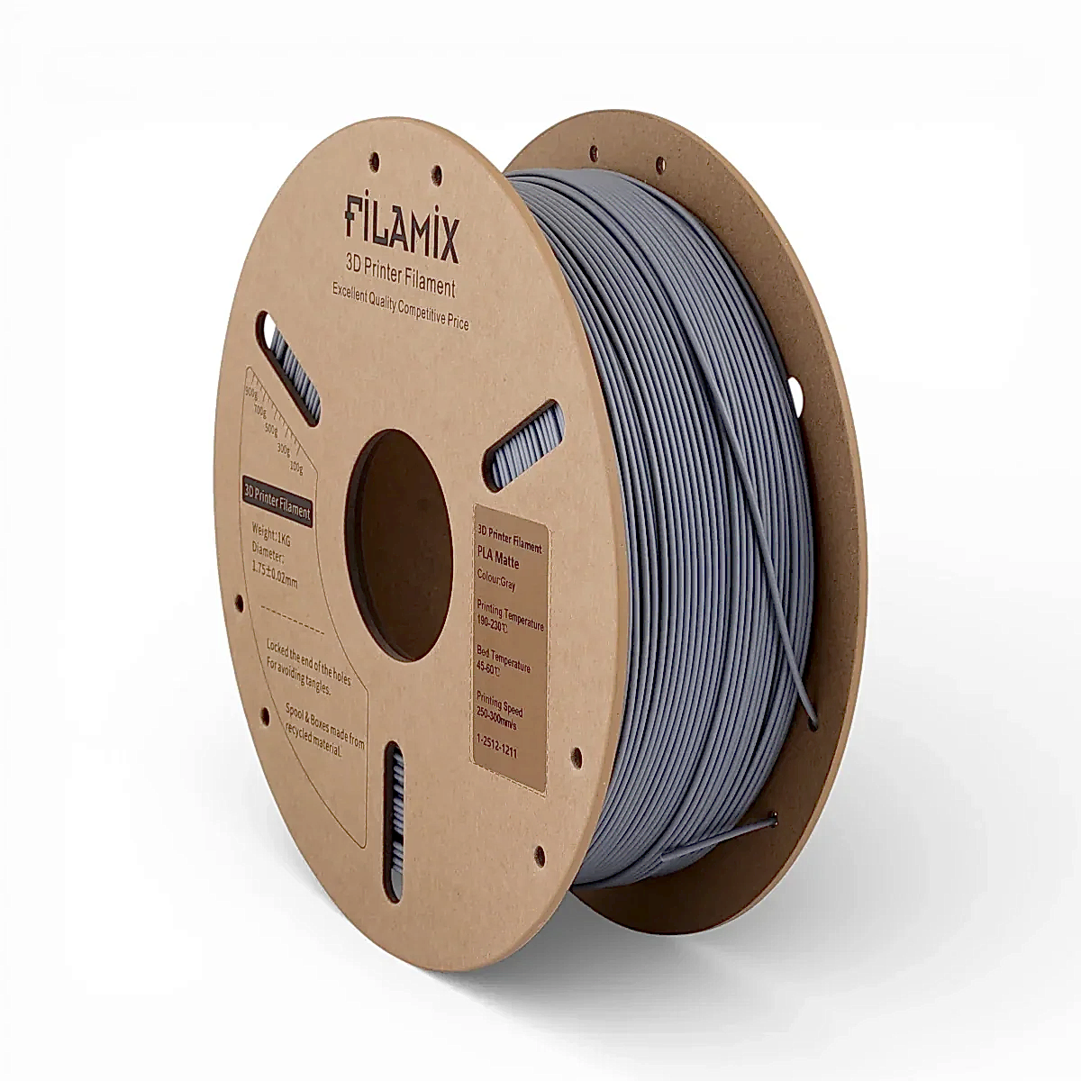 filamix mat pla filament gri 1.75 mm 1 kg