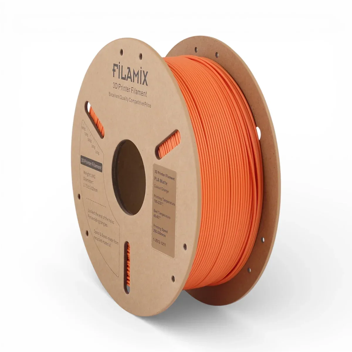 filamix mat pla filament turuncu 1.75 mm 1 kg