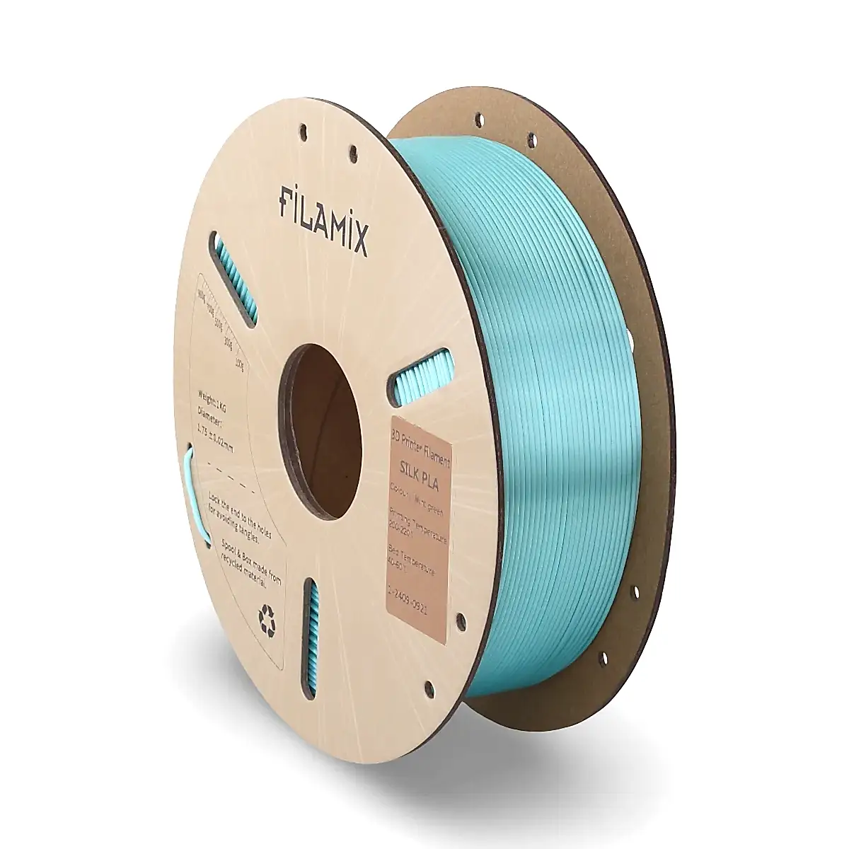 filamix silk pla filament mint yeşili 1.75 mm 1 kg