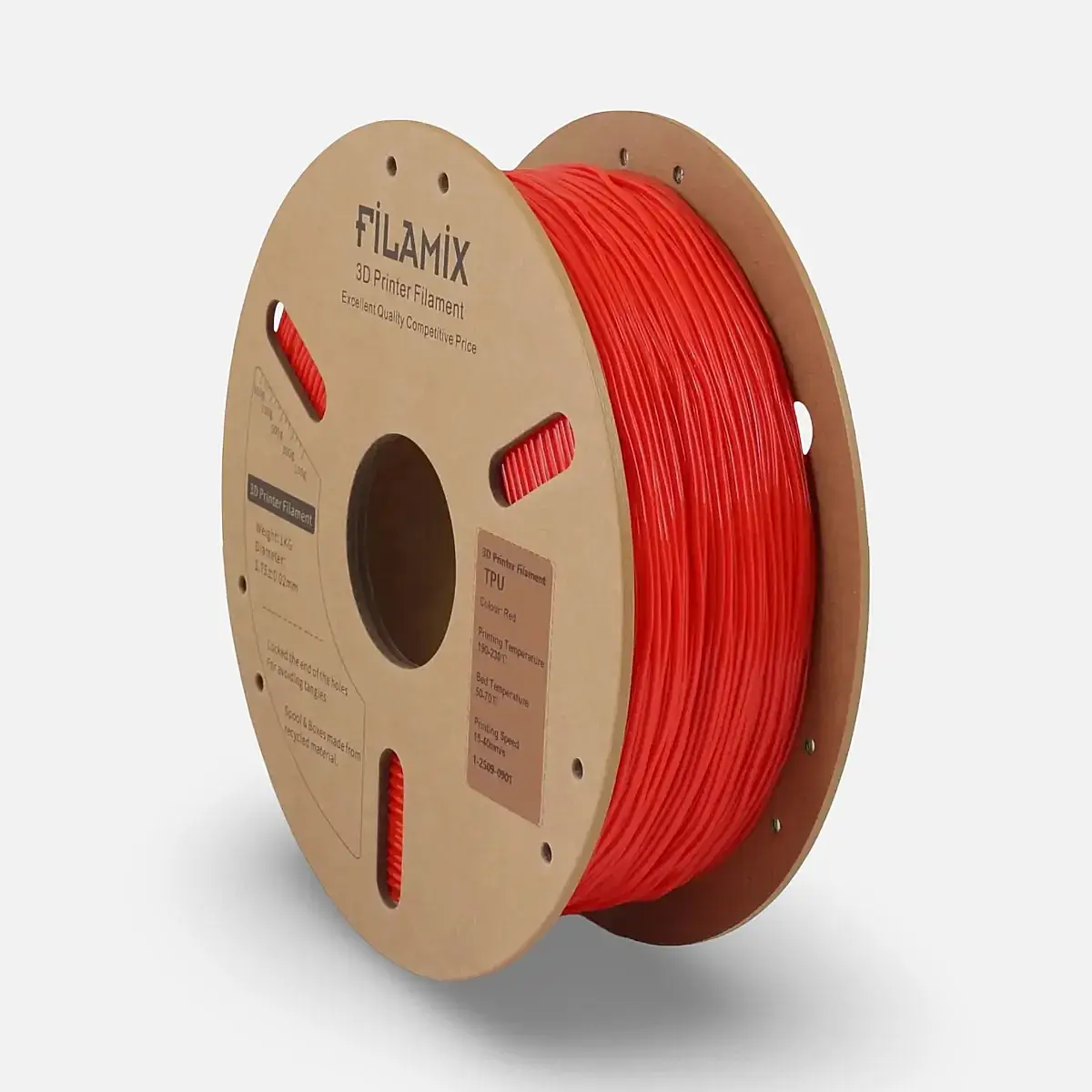 filamix tpu95a esnek filament kırmızı 1.75 mm 1 kg